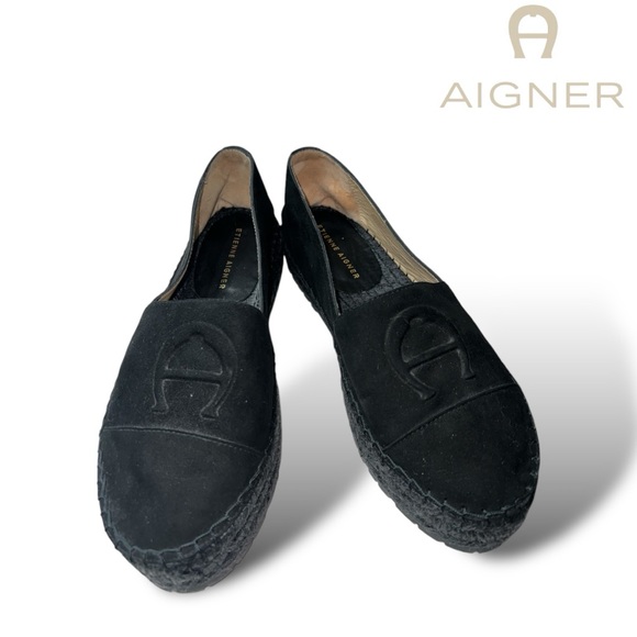 Etienne Aigner Designer Platform Espadrilles Black - Picture 2 of 8